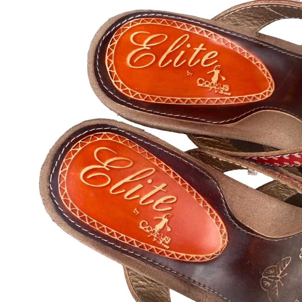 Elite by Corkys | Chocolate Elite Roatan Leather Wedge Sandal Size 8